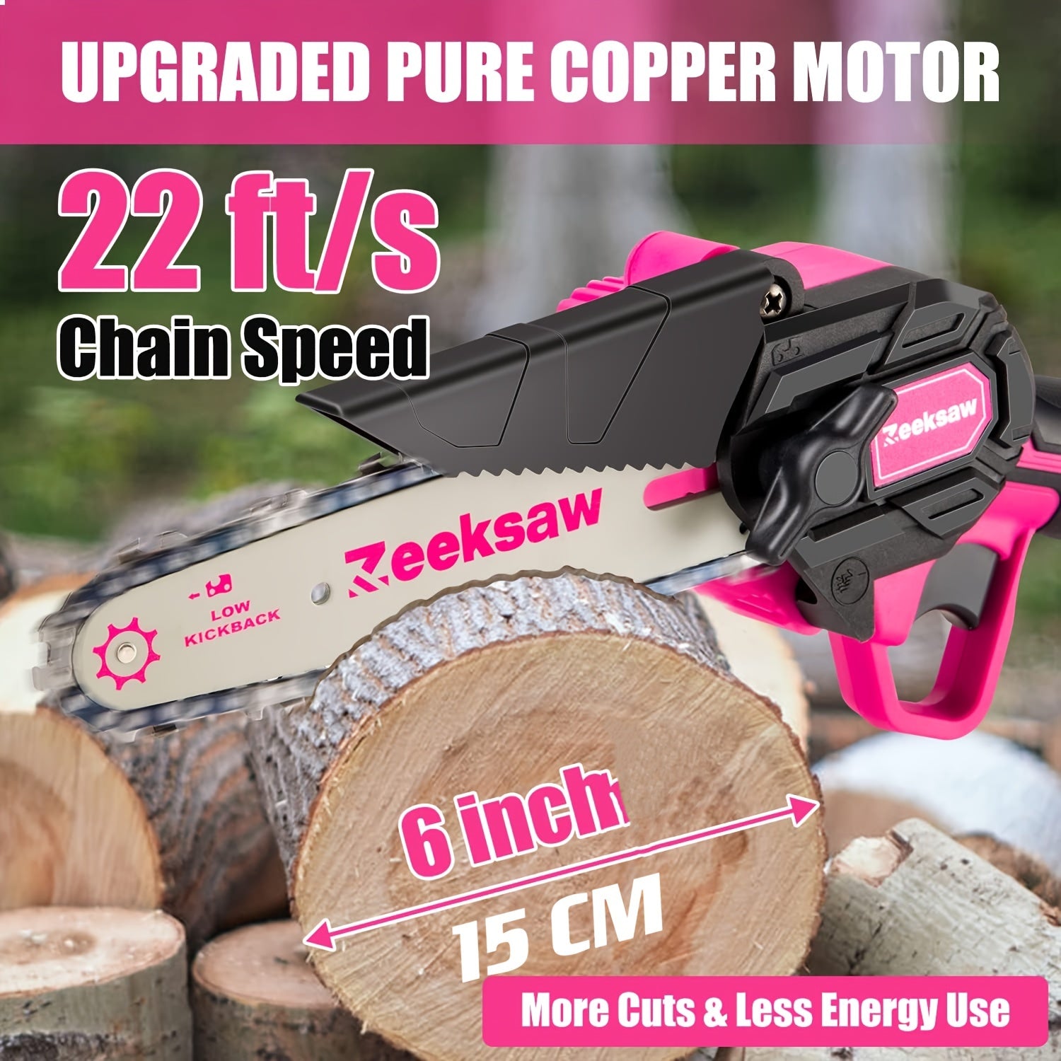 6-Inch Electric Mini Chainsaw Pink