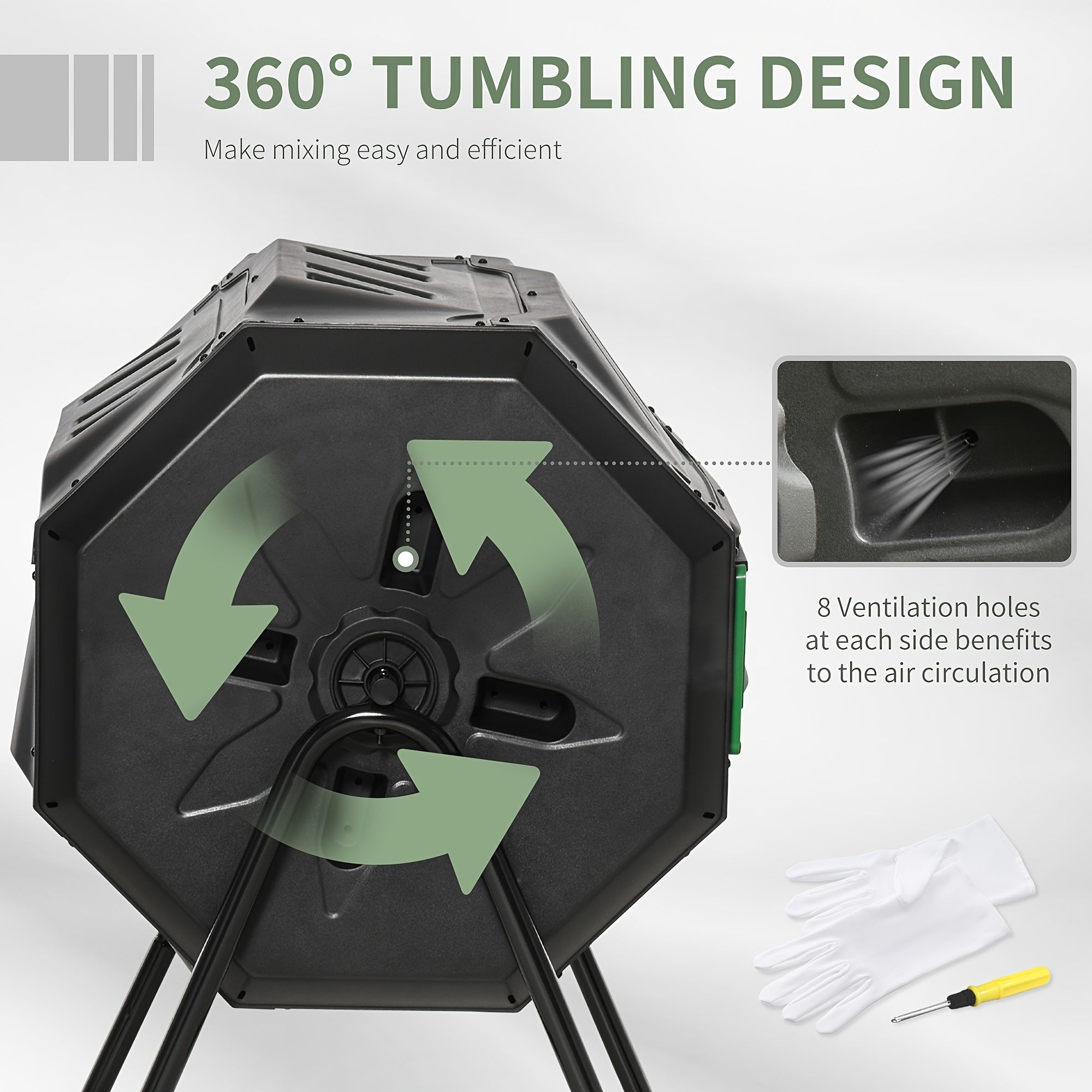 43 Gallon Tumbling Compost Bin