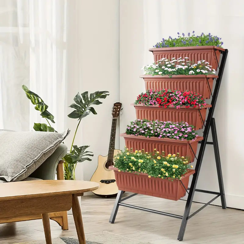 4 Ft Vertical Herb Garden Planter - Brown and Black