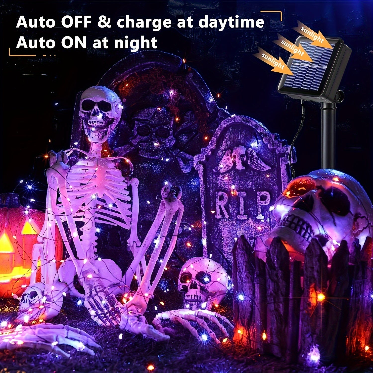 2Pcs Solar Powered Twinkle String Lights