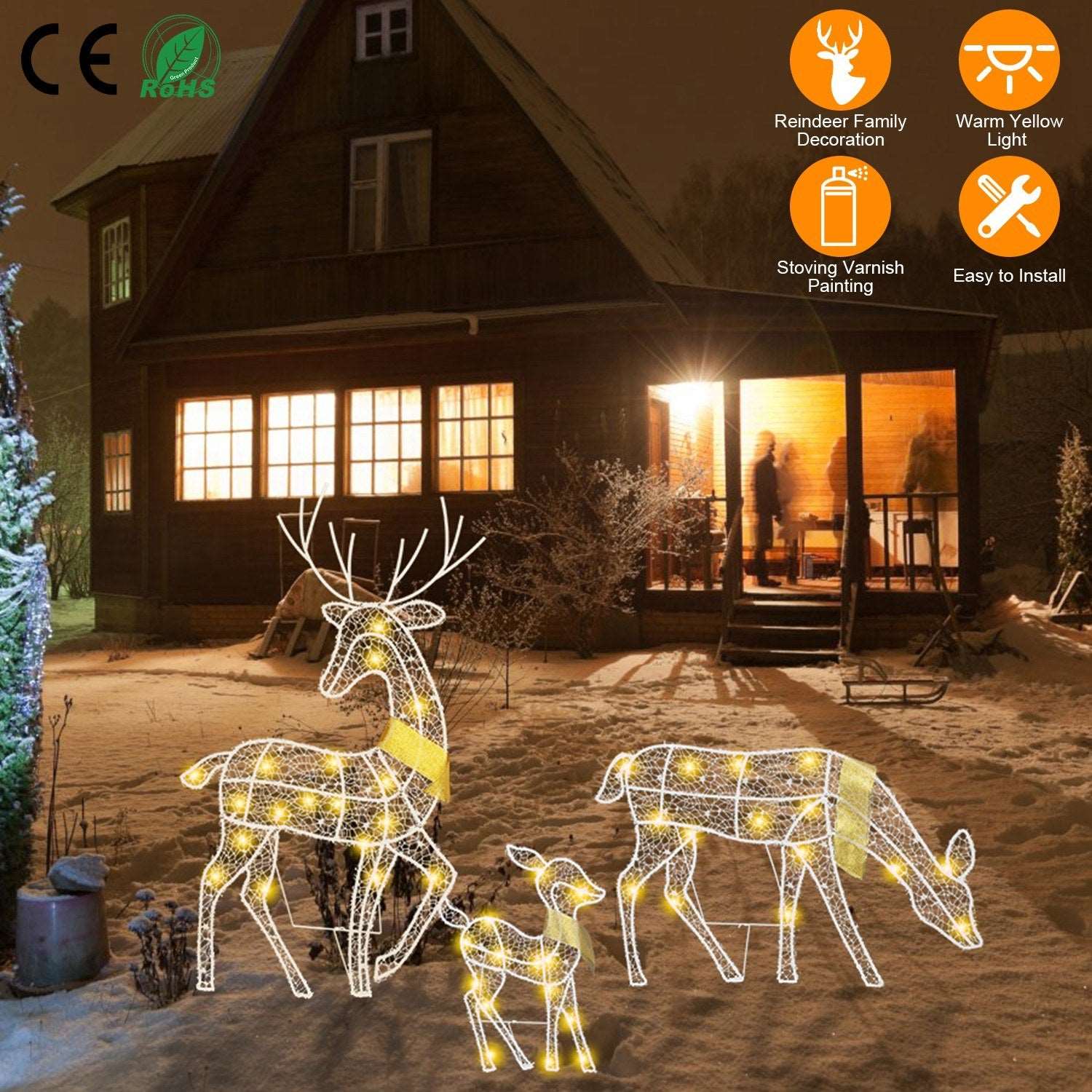 3 Sets of Christmas Deer Decor for Outdoor or Indoor