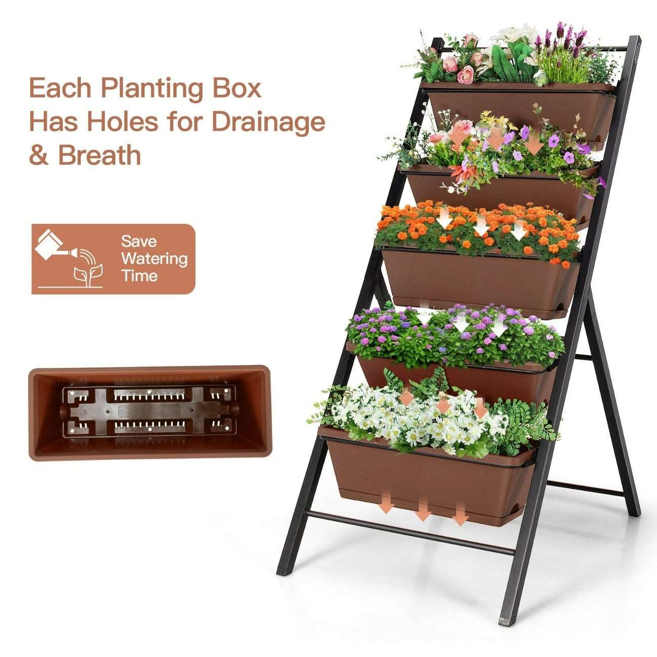 5-tier Vertical Raised Garden Bed with Drainage Holes