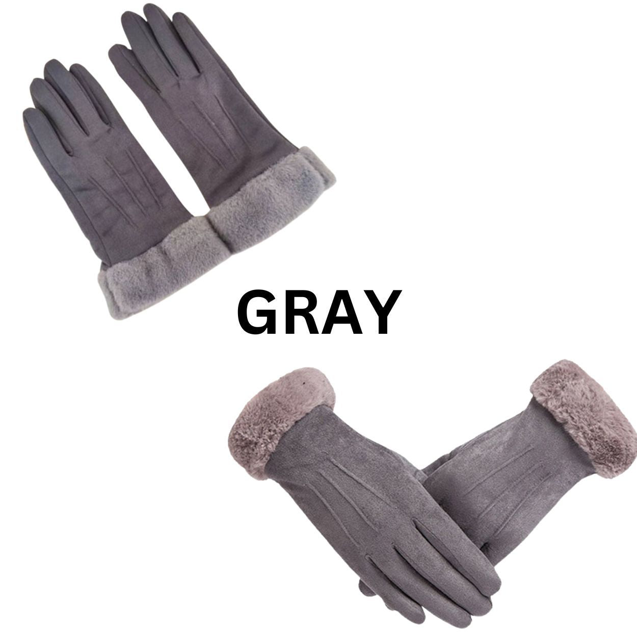 4 Pcs Suede Gloves for Women