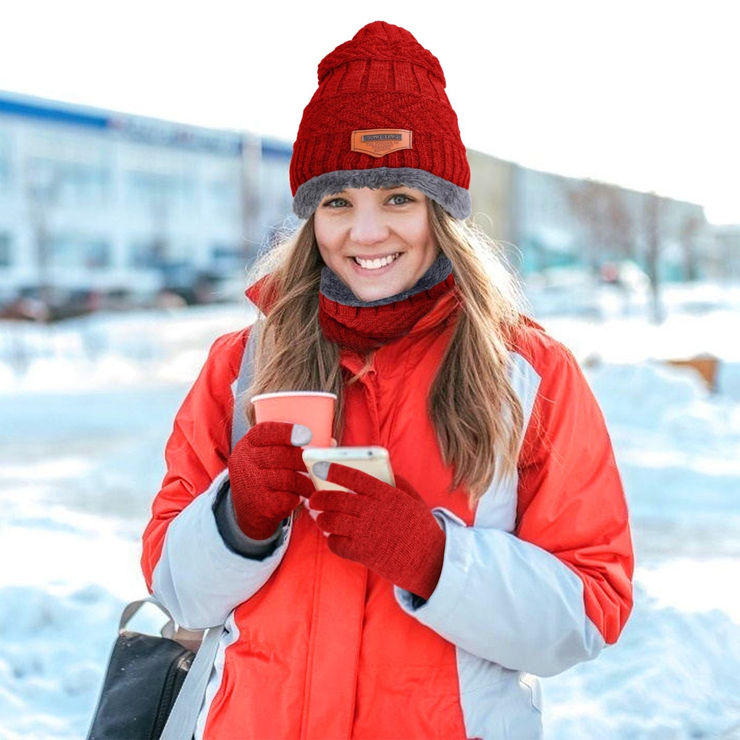 Winter Hat Gloves Scarf Set