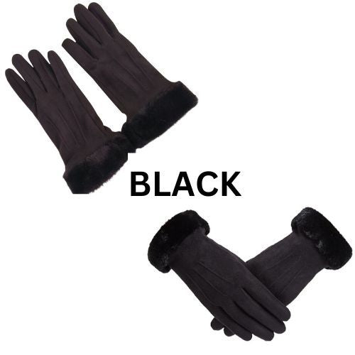 4 Pcs Suede Gloves for Women