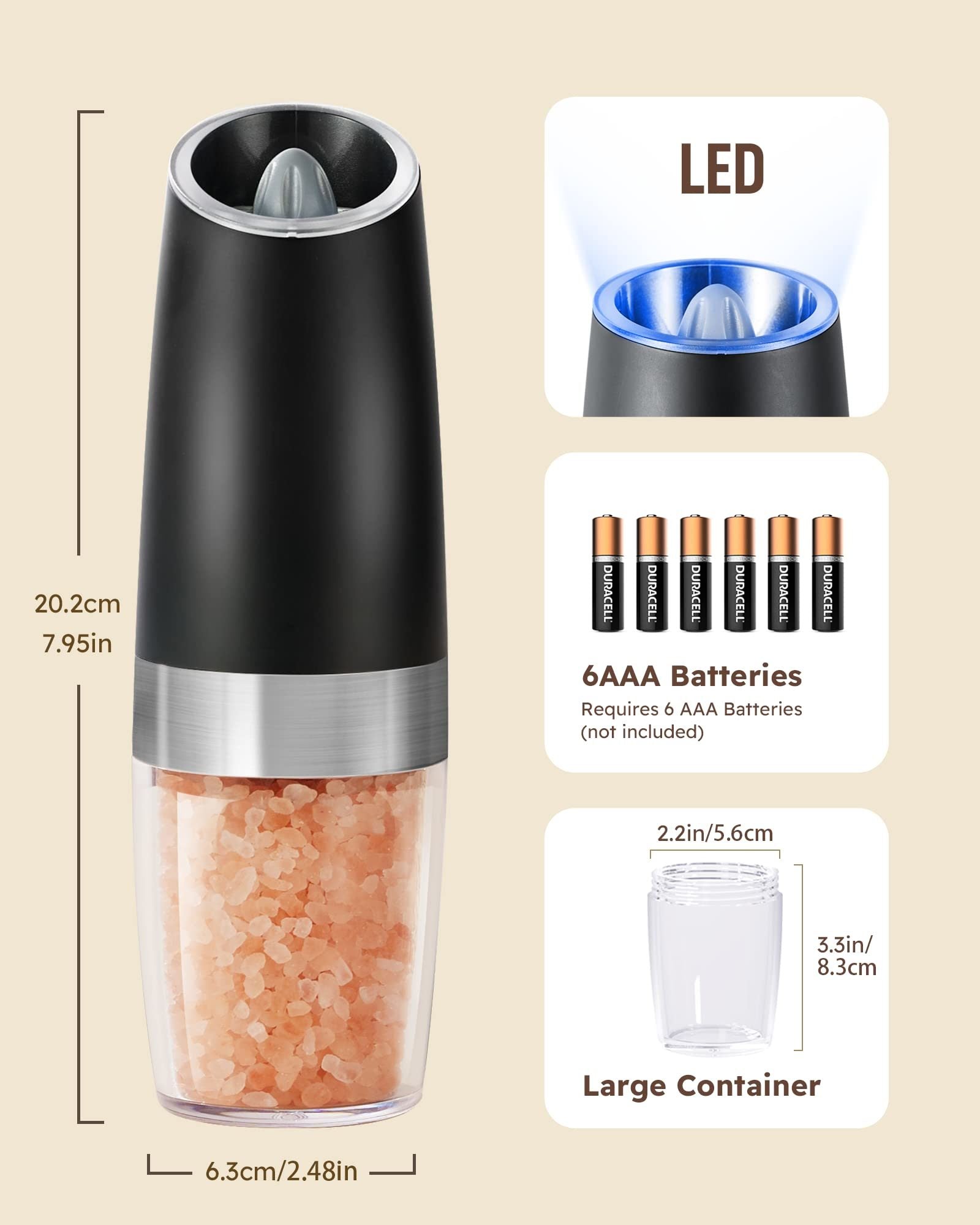 Electric Salt and Pepper Grinder Set