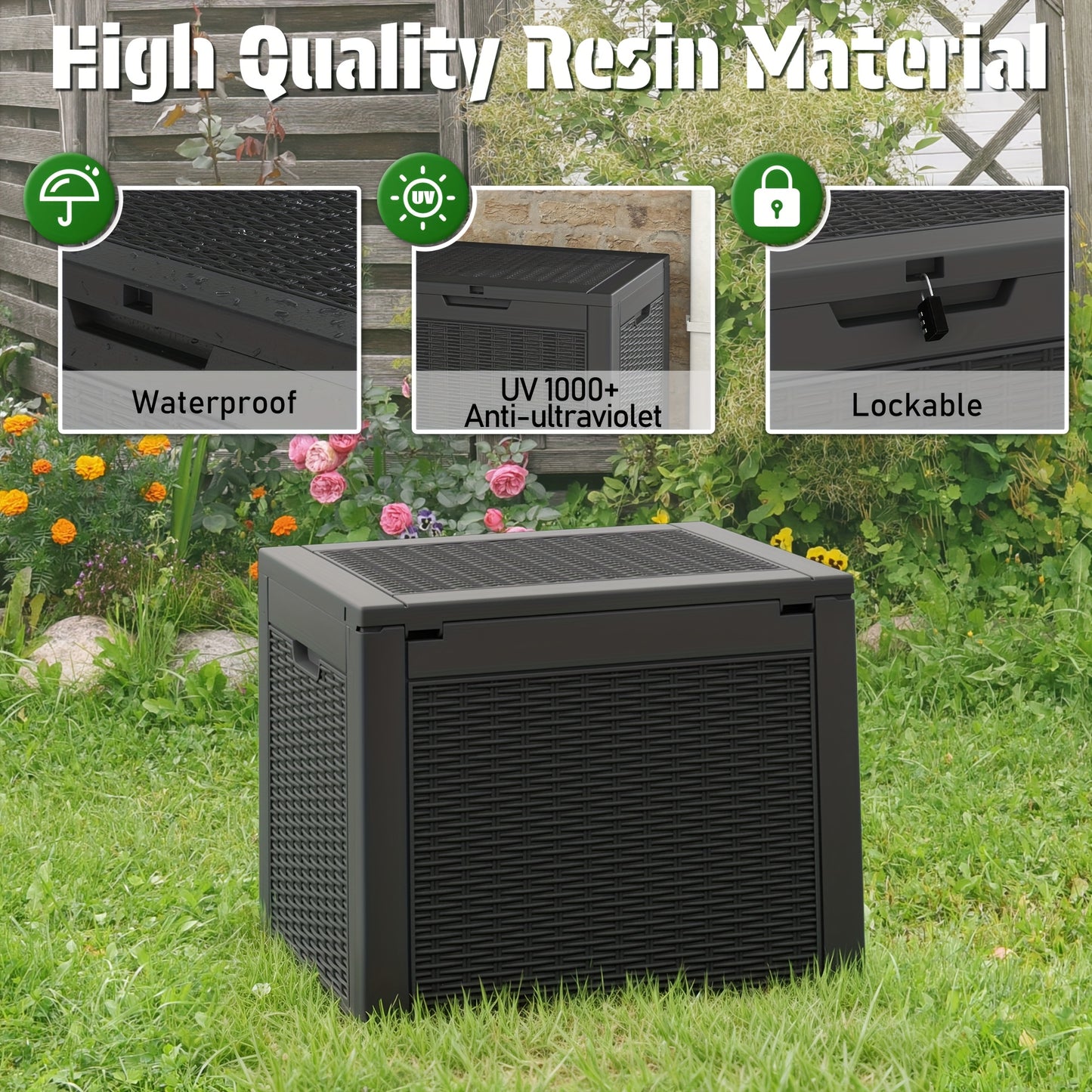 35/75 Gallon Black Outdoor Storage Box