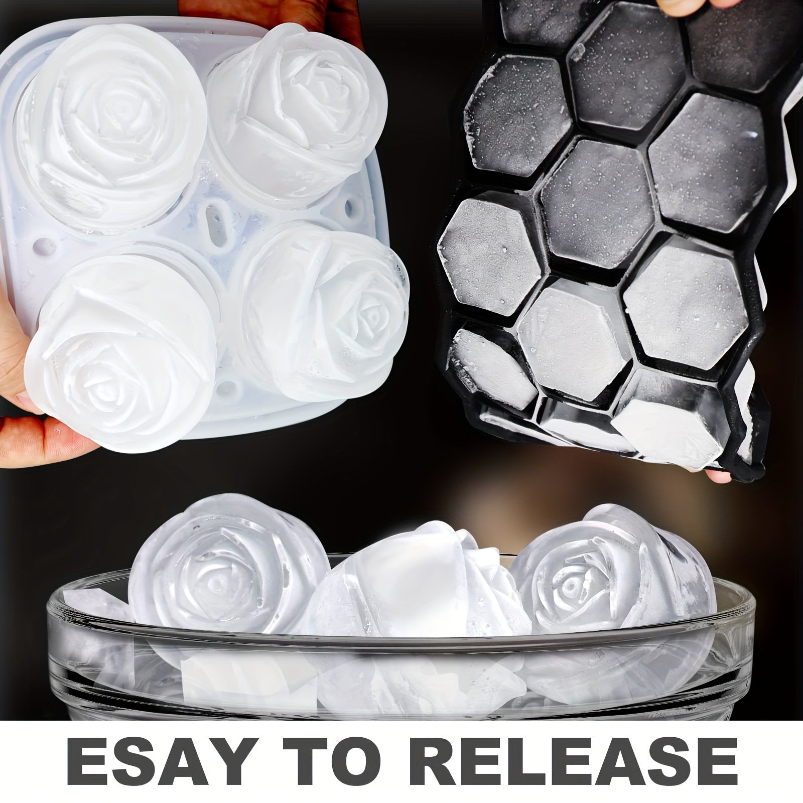 8 Packs Rose Ice Mold | Rose Silicone Ice Mold