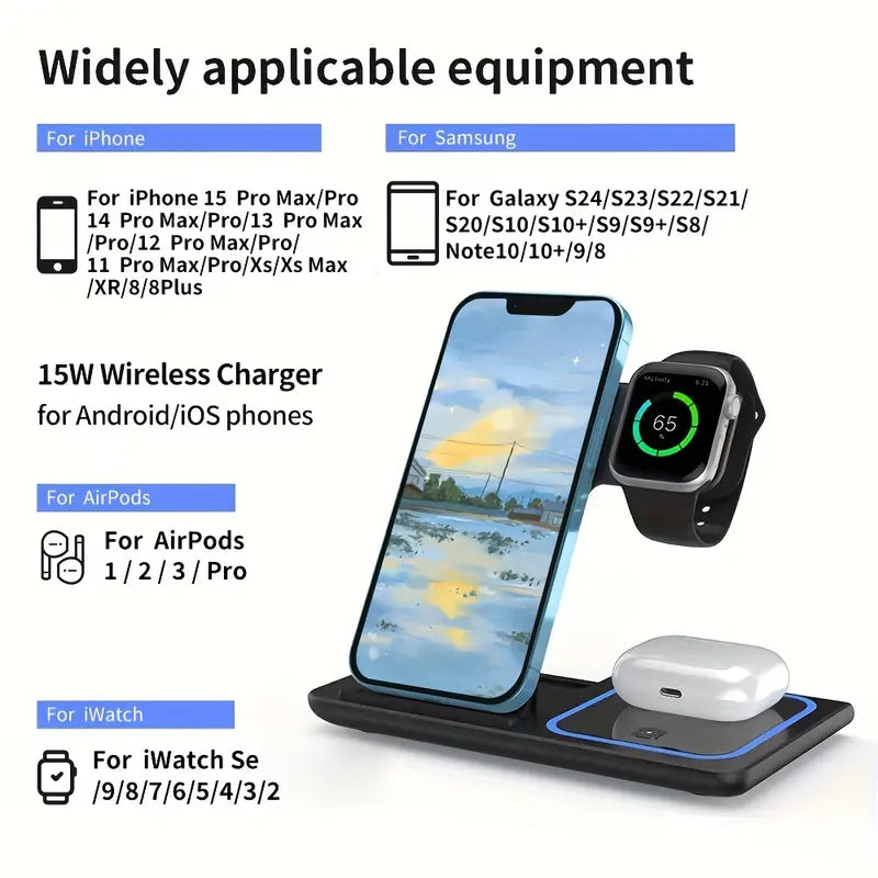 Universal 3 in 1 Fast Wireless Charger