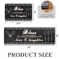 2 Pcs Decorative Kitchen Mats Anti Fatigue