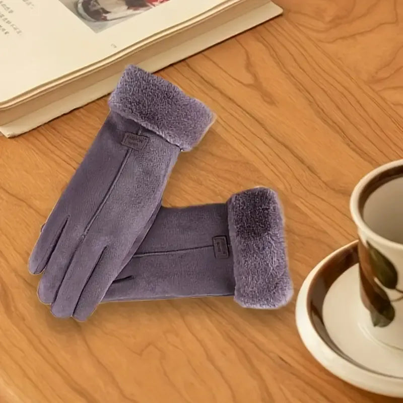 4 Pcs Suede Gloves for Women