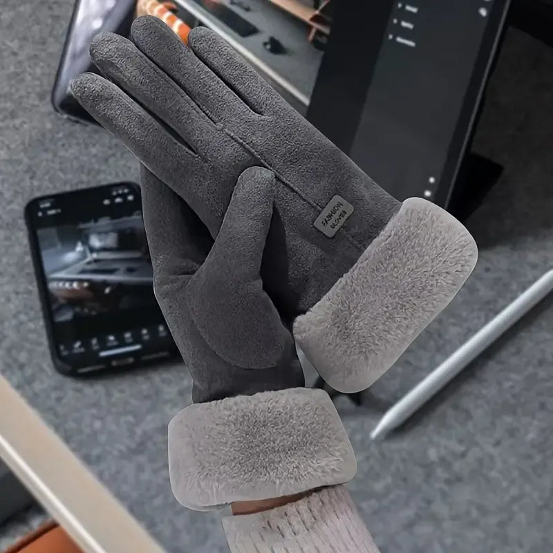 4 Pcs Suede Gloves for Women