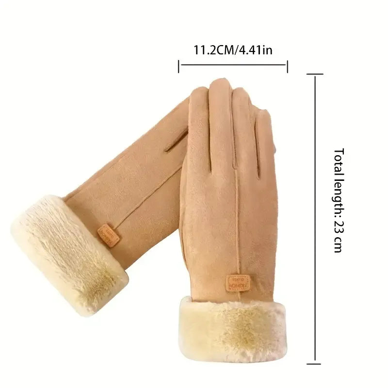 4 Pcs Suede Gloves for Women