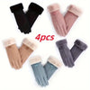 4 Pcs Suede Gloves for Women