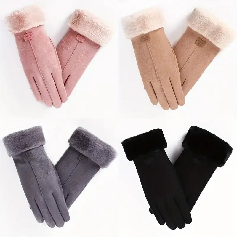 4 Pcs Suede Gloves for Women