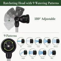 9-Pattern Watering Wand | 36-in. Ratcheting Turret Wand