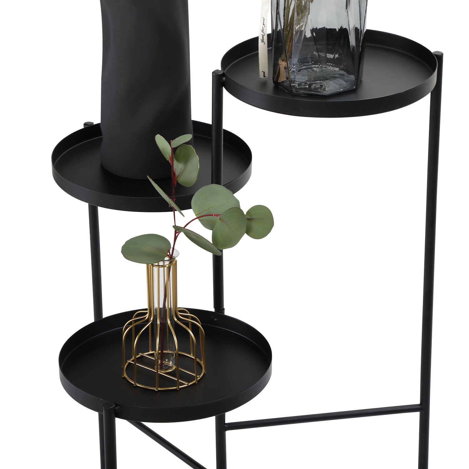 Folding Plant Stand with Tray - 3 Tier