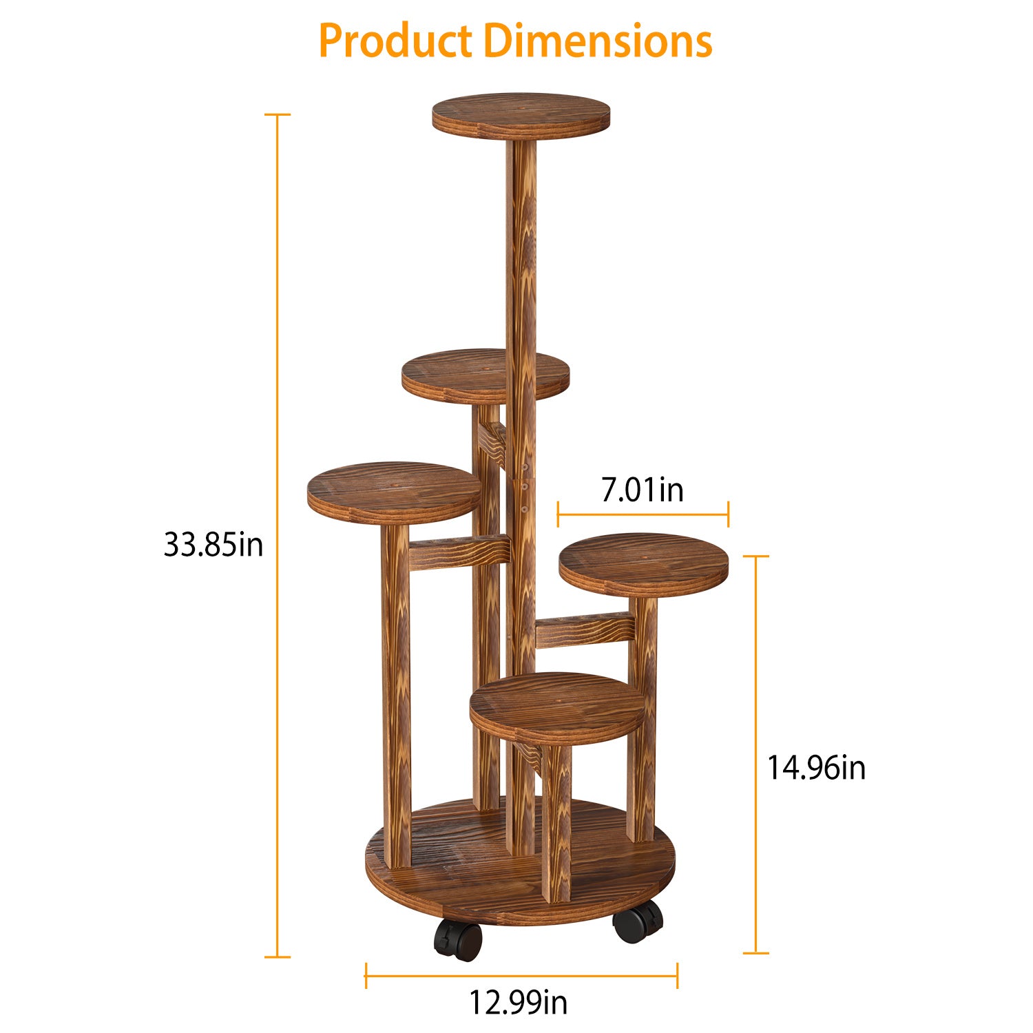 5 Tier Plant Stands with 4 Detachable Wheels