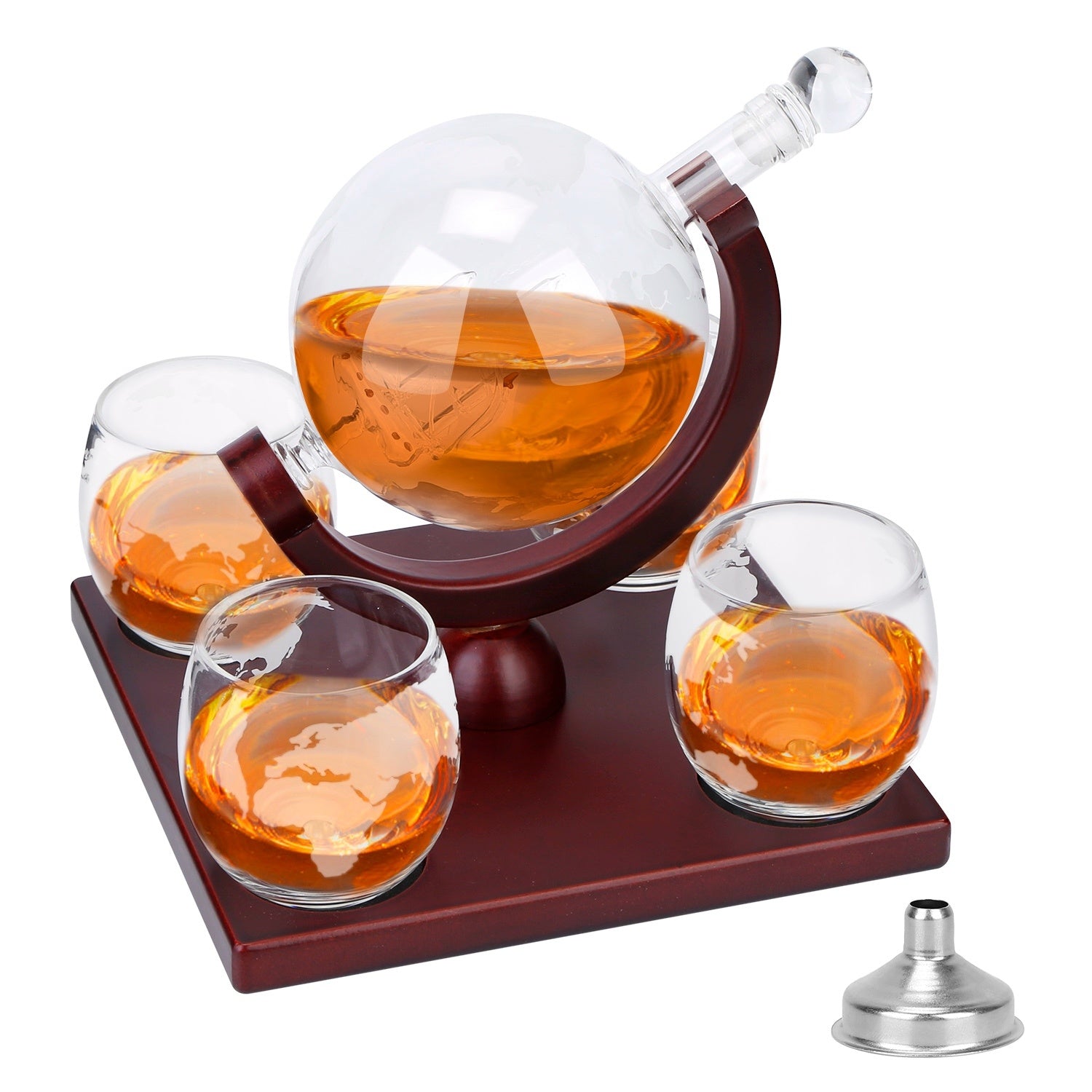 Unique Whiskey Decanter with 4Pcs Whiskey Glasses, Gift Set