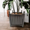 Wood Square Flower and Herb Pot, Large Outdoor or Indoor Plant Pot.