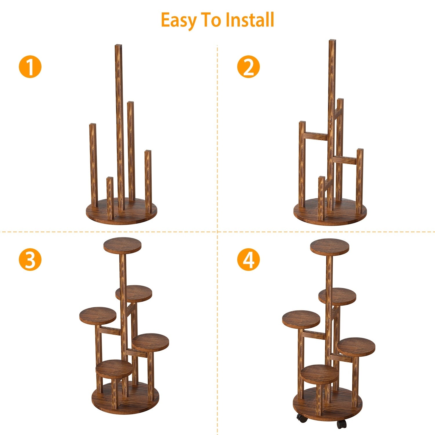 5 Tier Plant Stands with 4 Detachable Wheels
