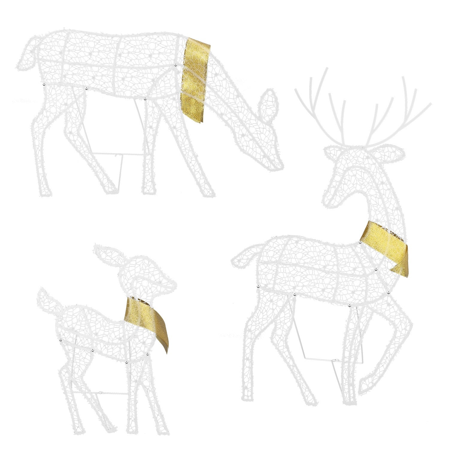 3 Sets of Christmas Deer Decor for Outdoor or Indoor