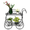 Plant Stand Black, 2 Tier Cart Shape Plant Stand