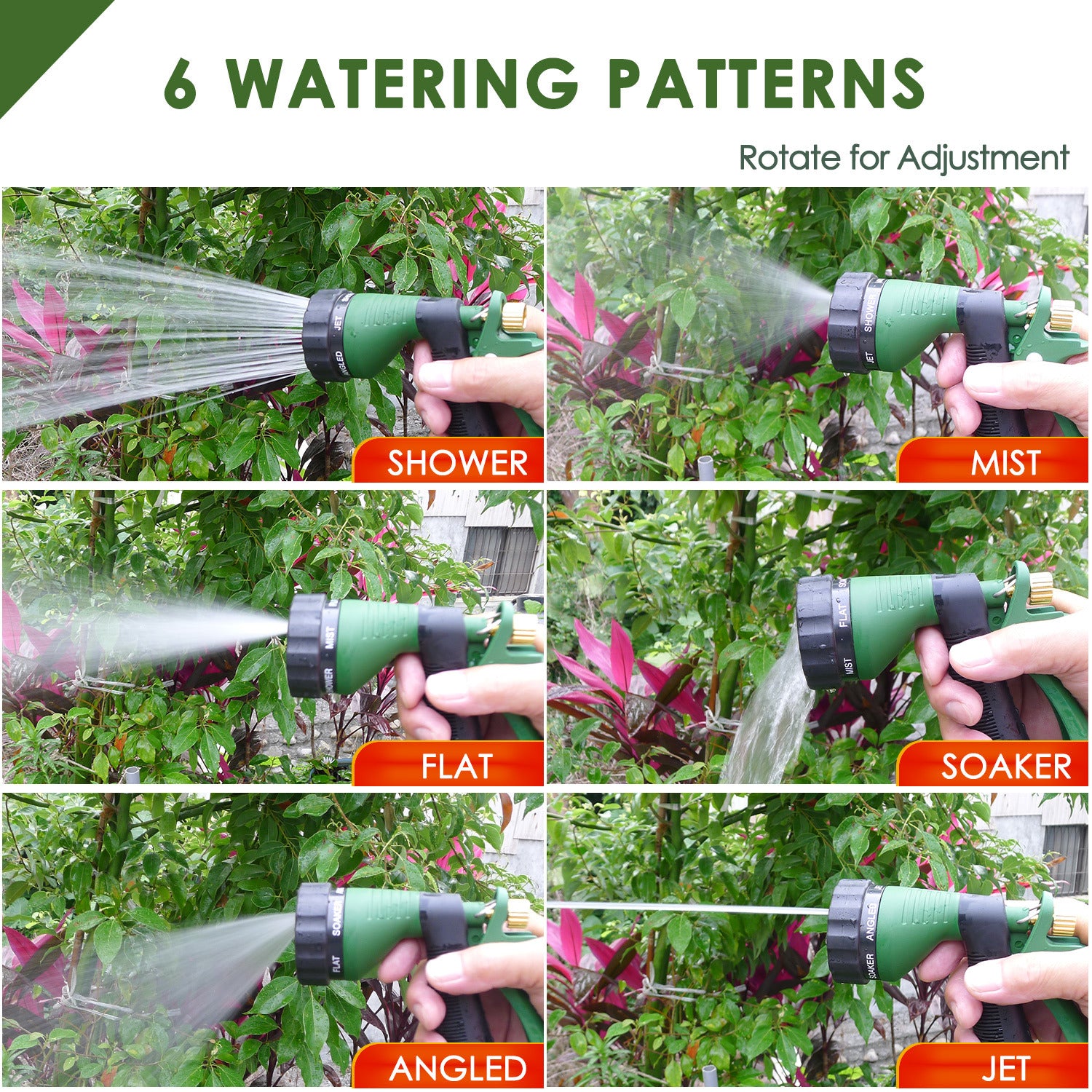 Hose Nozzle with 6 Watering Patterns