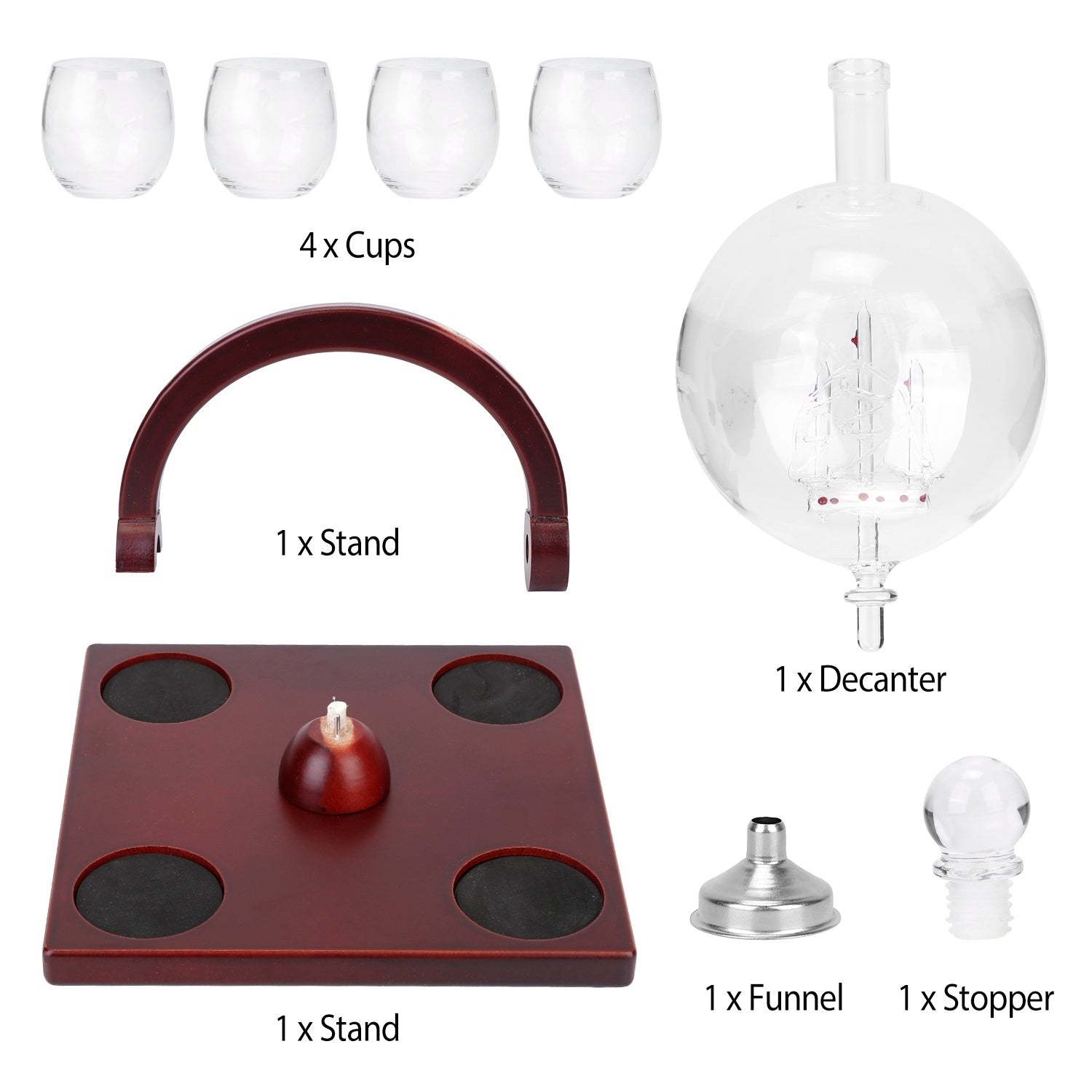 Unique Whiskey Decanter with 4Pcs Whiskey Glasses, Gift Set