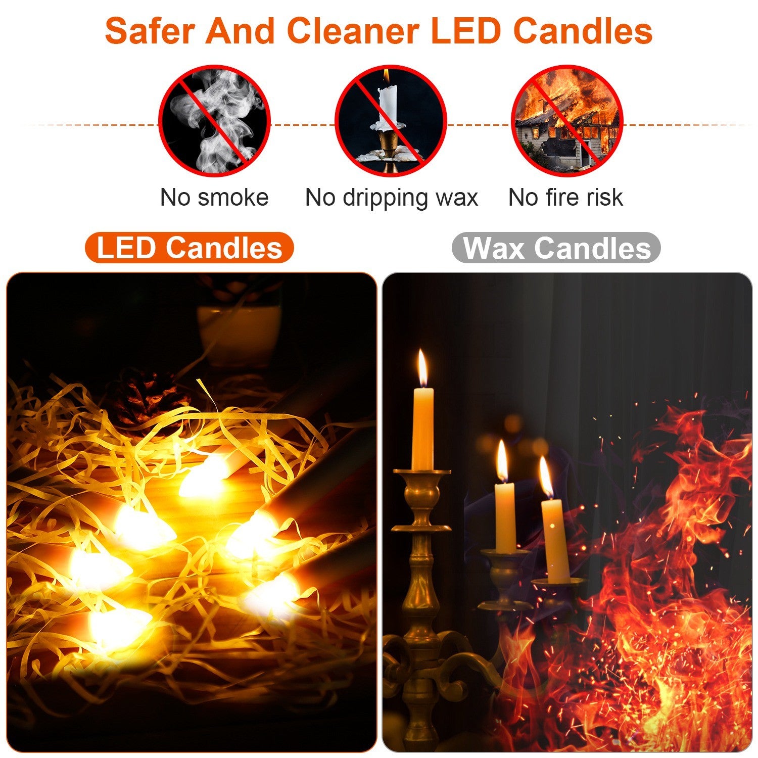 6 Pcs Flameless Taper Candles with Remote Control